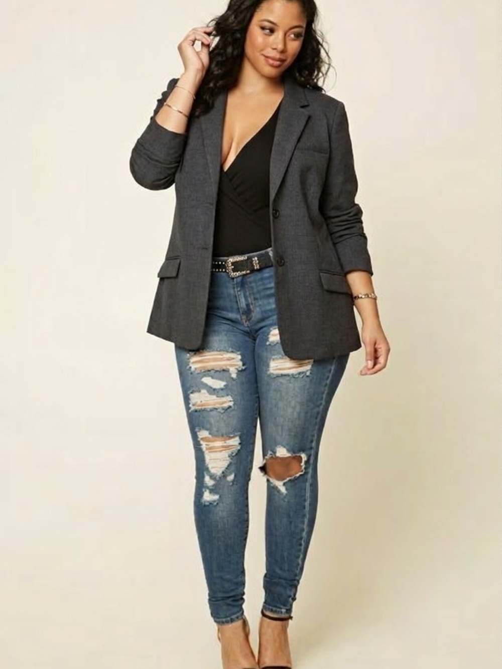 Gap Charcoal Gray Tailored Two-Button Blazer | Size 12